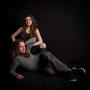 A teenage girl and boy share a stylish, coordinated moment during their professional portrait session, capturing classic Teenage photographs at The Studio on the Hill.#jerryfennerphotography#newforestphotographer#studioportrait#teenagephotoshoot#portraitphotography#thestudioonthehill