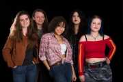 A group of five diverse teenagers pose together for a commemorative portrait session, capturing their youth and individual sense of style. These stylish Teenage photographs were expertly taken at The Studio on the Hill to showcase the unique personalities and strong bond between these friends.#jerryfennerphotography#newforestphotographer#teenagers#portraitphotography#friendshipgoals#studioonthehill